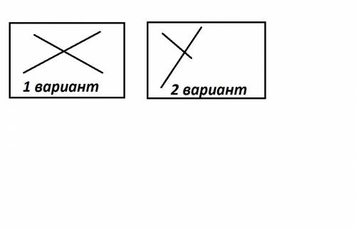 Начертите два отрезка так, чтобы они имели общую точку. покажите все варианты!