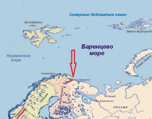 Скакой страной у россии граница начинается с баренцева моря ?