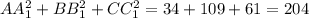 AA_1^2+BB_1^2+CC_1^2=34+109+61=204