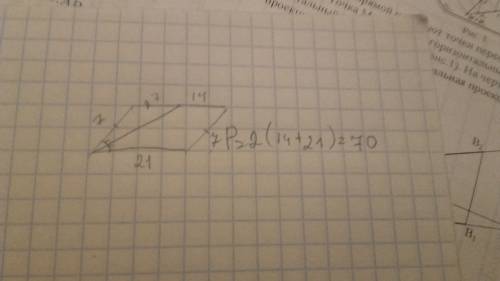 Найти периметр параллелограмма, если биссектриса одного из углов делит сторону параллелограмма на от
