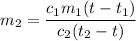 m_2 = \dfrac{c_1m_1(t - t_1)}{c_2(t_2 - t)}