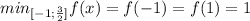 min_{[-1; \frac{3}{2} ]}f(x)=f(-1)=f(1)=1