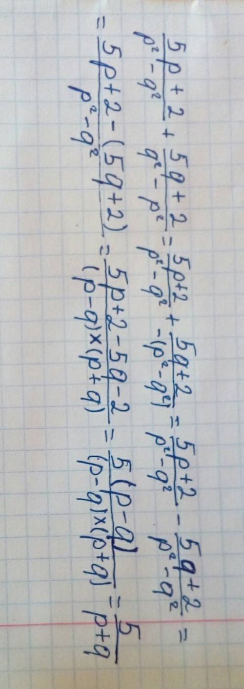 Выражение 5p+2/p^2-q^2 + 5q+2/q^2-p^2