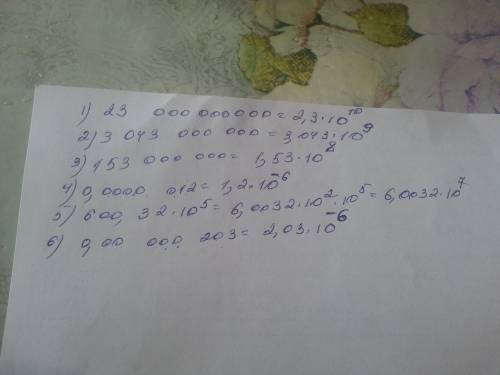 Представьте в стандартном виде число: 1) 23 000 000 000 2) 3 043 000 000 3) 153 000 000 4) 0,0 000 0
