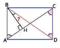 Впрямоугольнике abcd проведен перпендикуляр bh к диагонали ac, который делит угол b в отношении 4: 5
