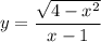 \displaystyle y=\frac{\sqrt{4-x^2}}{x-1}