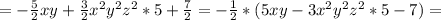 =- \frac{5}{2}xy+ \frac{3}{2} x^{2} y^{2} z^{2} *5+ \frac{7}{2} =- \frac{1}{2} *(5xy-3 x^{2} y^{2} z^{2} *5-7)=