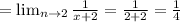 =\lim_{n \to \inft2} \frac{1}{x+2} = \frac{1}{2+2} = \frac{1}{4}