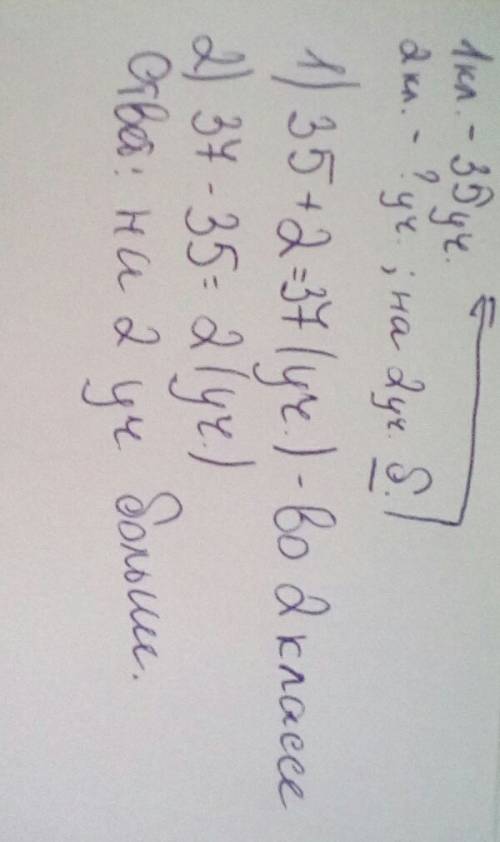 Вi классе -35 уч а i i классе 2 ученик больше, чем в i классе на сколько учеников больше, во i i кла