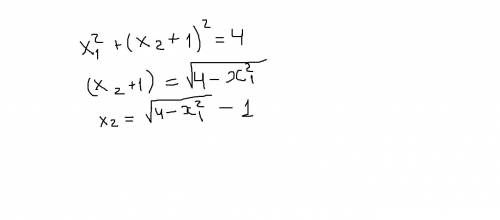 выразите х2 через х1 в следующем выражении: x1^2+(x2+1)^2=4;