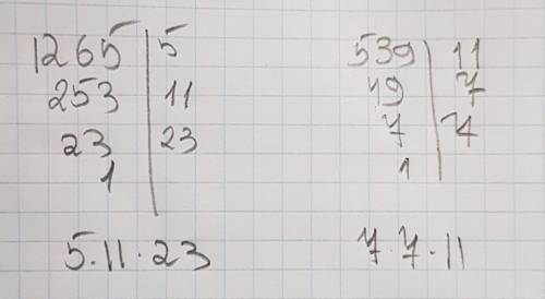 Разложите на простые множители число 1265 разложите на просты множители число 539