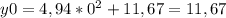 y0=4,94*0^2+11,67=11,67