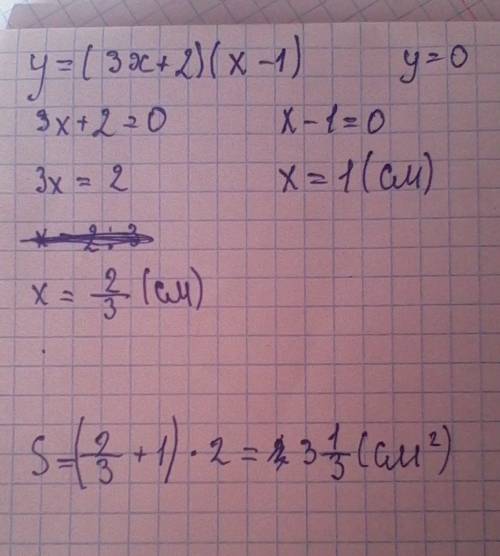 У=(3х+2)(х-1), у=0 вычислите площадь фигуры