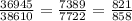 \frac{36945}{38610} = \frac{7389}{7722} = \frac{821}{858}