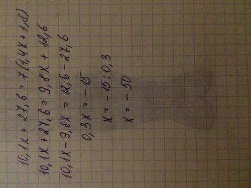 Решить.найти корень уравнения 10,1x+27,6=7 (1,4x+1,8).