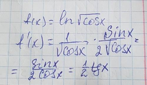 Найдите производную функции f (x) = ln sqrt cosx.