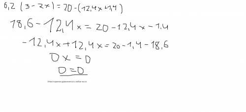 Решить пример это 6,2×(3-2x)=20-(12,4x+1,4) я в седьмом классе