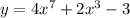 y = 4x^{7} + 2x^{3} - 3