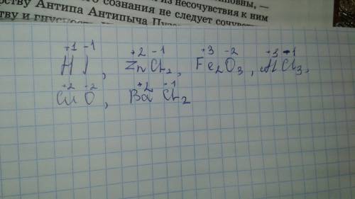 Вычислите степени окисления атомов элементов в следующих соединениях: hi, znci2, fe2o3, aici3, cuo,