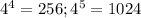 4^4 = 256; 4^5=1024