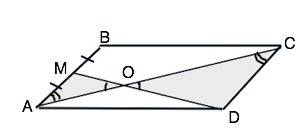 Впараллелограмме abcd a c равно 15 см середина м стороны ab соединена отрезком c вершиной d найдите