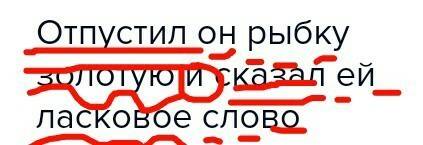 Сентаксический разбор предложения. отпустил он рыбку золотую и сказал ей ласковое слово