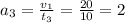 a_3=\frac{v_1}{t_3}=\frac{20}{10}=2