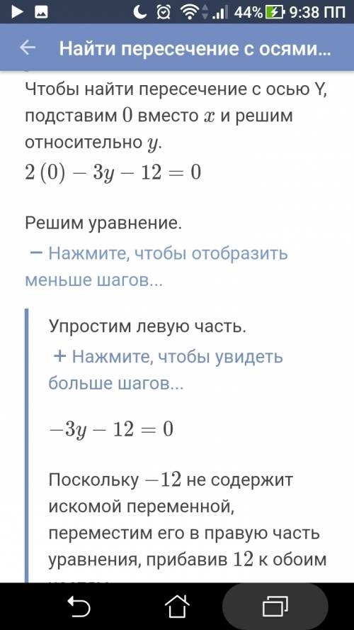 Определить точки пересечения прямой 2x-3y-12=0 с осями координат и построить эту прямую . поподробне