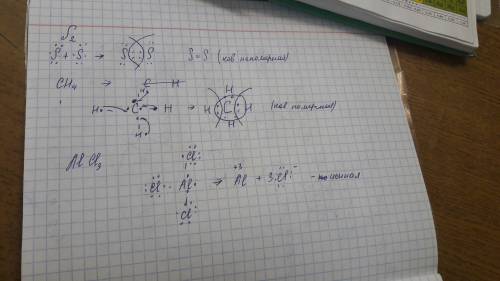 Определить тип связи и рассмотреть механизм её образования для веществ: s2, ch4, al, alcl3.