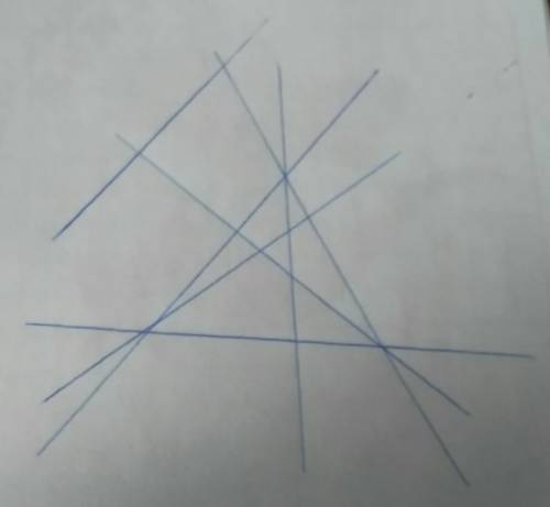 Петя нарисовал 5 прямых и заметил, что они пересекаются ровно в 6 точках. нарисуйте 8 прямых так, чт