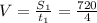 V=\frac{S_1}{t_1}=\frac{720}{4}