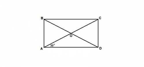 Впрямоугольнике авсд диагонали пересекаются в точке о. найдите периметр треугольника аов, если угол