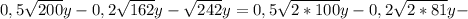 0,5 \sqrt{200}y - 0,2 \sqrt{162} y - \sqrt{242} y = 0,5 \sqrt{2*100} y- 0,2 \sqrt{2*81} y -