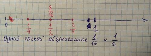 Начертите числовой луч длинна единичного отрезка 8см.отметьте на луче точки с кординатоми 1/2 8/16 1