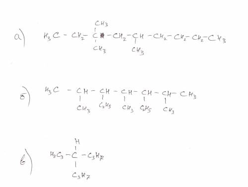 Нужны ответы , как можно быстрее напишите структурные формулы следующих соединений: а) 3,3,5-триэтил