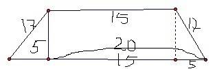 Вравнобедренной трапеции высота делит большее основание на части 5 см и 20 см. найдите периметр трап