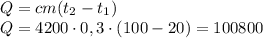 Q=cm(t_2-t_1)\\Q=4200\cdot 0,3\cdot (100-20)=100800