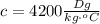 c=4200 \frac{Dg}{kg\cdot ^oC}