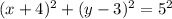 (x+4)^{2} + (y-3)^{2} = 5^2