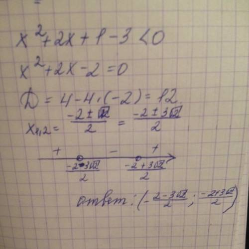 Решите неравенство. x² + 2x + 1 - 3 меньше 0