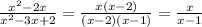 \frac{x^2-2x}{x^2-3x+2} = \frac{x(x-2)}{(x-2)(x-1)} = \frac{x}{x-1}