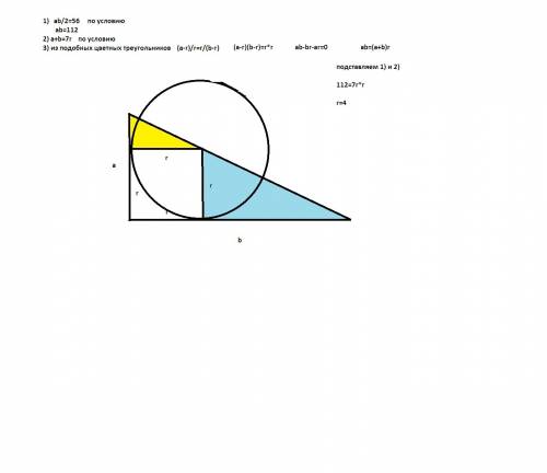 Центр окружности касающейся катетов прямоугольного треугольника лежит на гипотенузе. найти радиус ок
