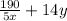 \frac{190}{5x} +14y