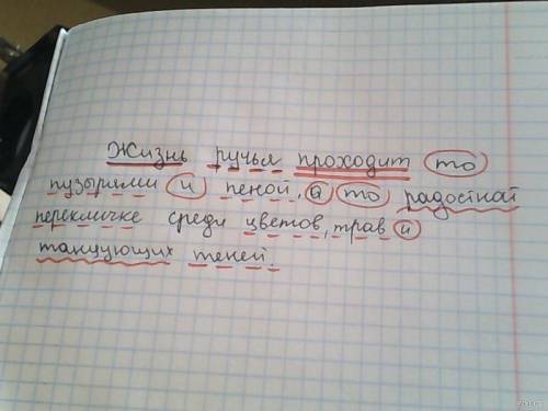 Надо в предложении составить схему и расставить знаки препинания вот - жизнь ручья проходит то пузыр