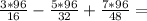 \frac{3*96}{16} - \frac{5*96}{32} + \frac{7*96}{48} =&#10;