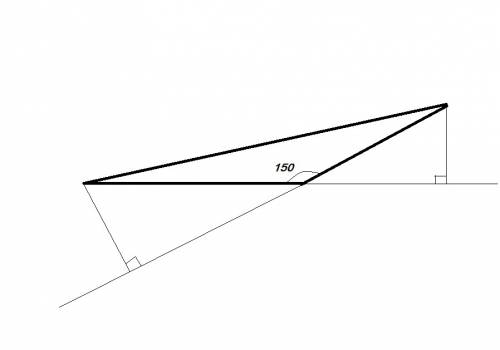 Начертите треугольника с одним углом в 150°. изобразите высоту его острых углов 20