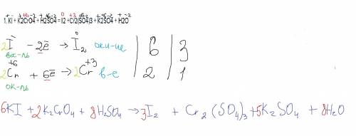 Составить уравнения следующих окислительно - восстановительных процессов: 1. ki + k2cro4 + h2so4 = i