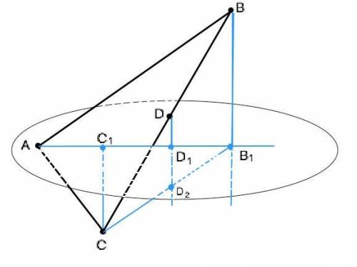 Вершина а треугольника авс лежит в плоскости альфа,вершины в и с расположены по разные стороны от эт
