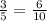 \frac{3}{5} = \frac{6}{10}