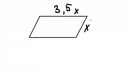 Периметр параллелограмма равен 270 см. найти длины сторон если одна из них в 3,5 раза меньше другой